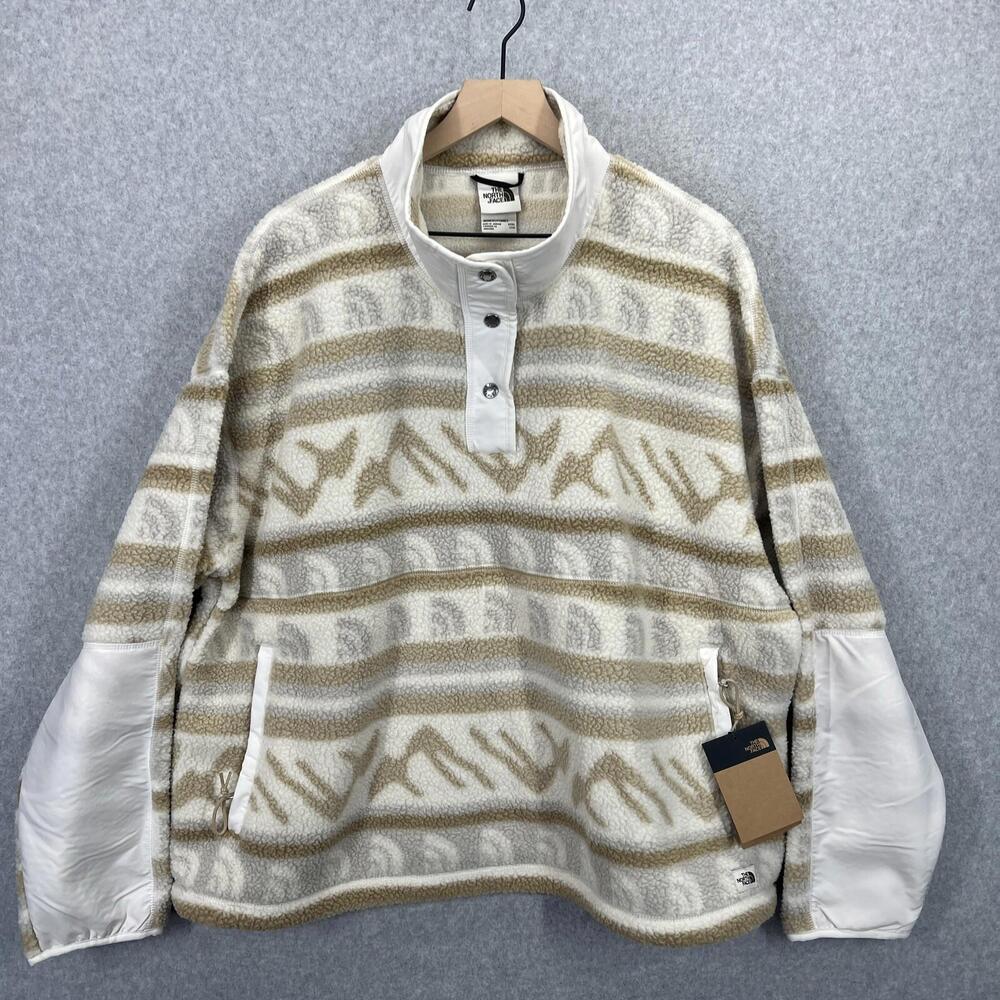 The North Face Fleece Cragmont Jacket Pullover Women’s XXXL‎ Ivory Tan Fair Isle